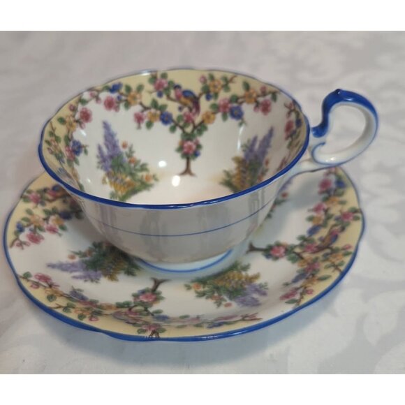 AYNSLEY Art Deco "Trees Garden" Cup & Saucer - Picture 1 of 8
